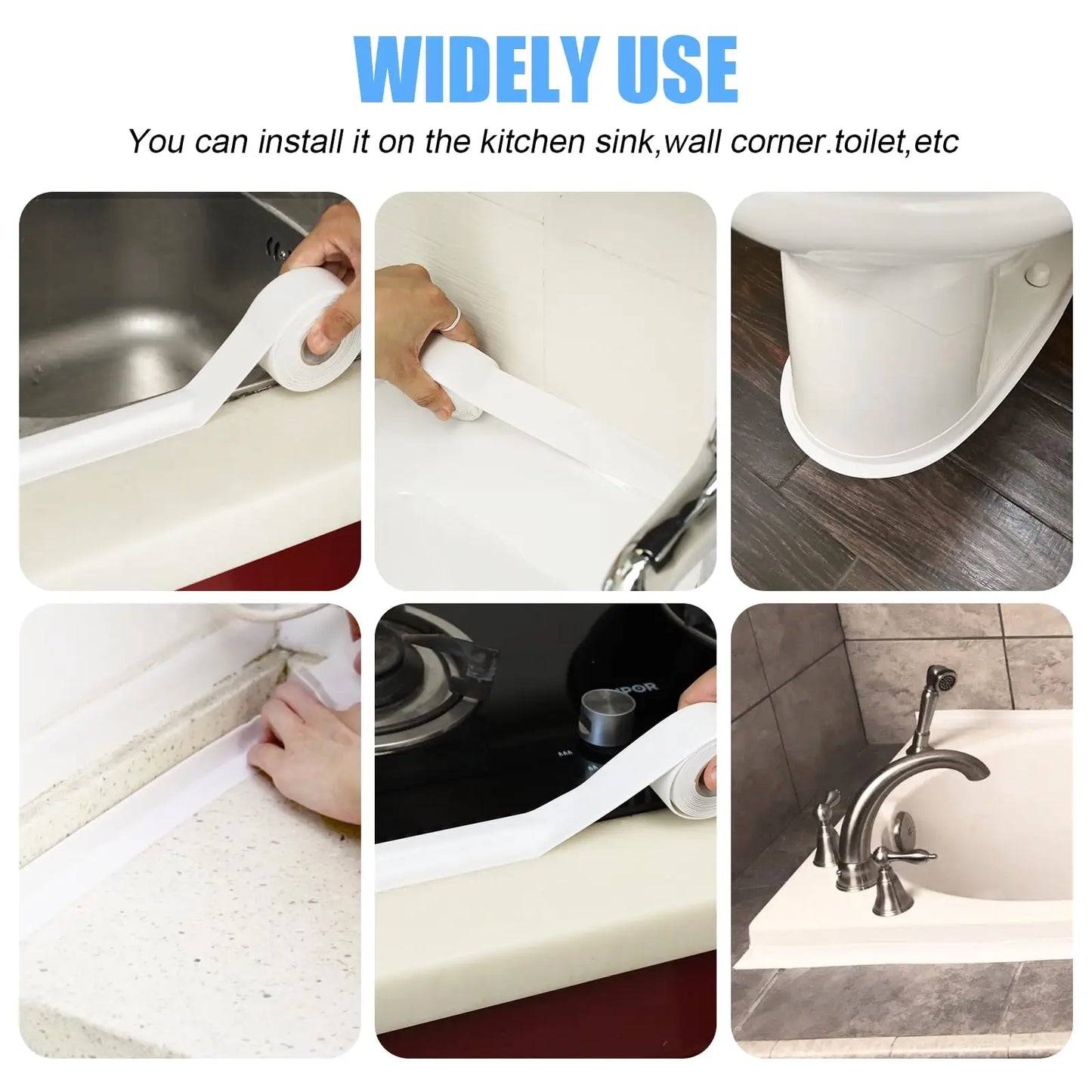 3.2m Shower Bath Sealing Tape PVC Waterproof Self Adhesive Caulk Tape For Bathroom Toilet Edge Sealer Kitchen Anti Mold Tape