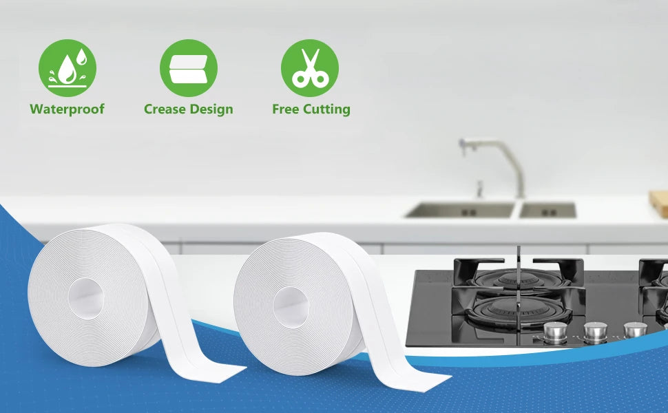 3.2m Shower Bath Sealing Tape PVC Waterproof Self Adhesive Caulk Tape For Bathroom Toilet Edge Sealer Kitchen Anti Mold Tape