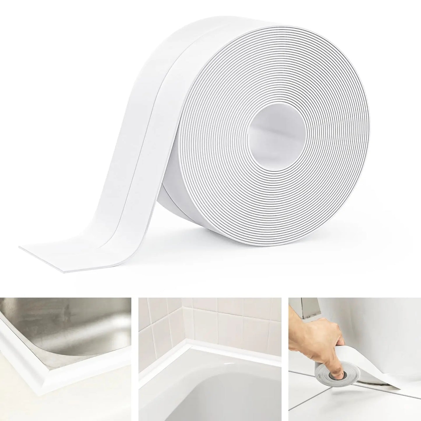 3.2m Shower Bath Sealing Tape PVC Waterproof Self Adhesive Caulk Tape For Bathroom Toilet Edge Sealer Kitchen Anti Mold Tape