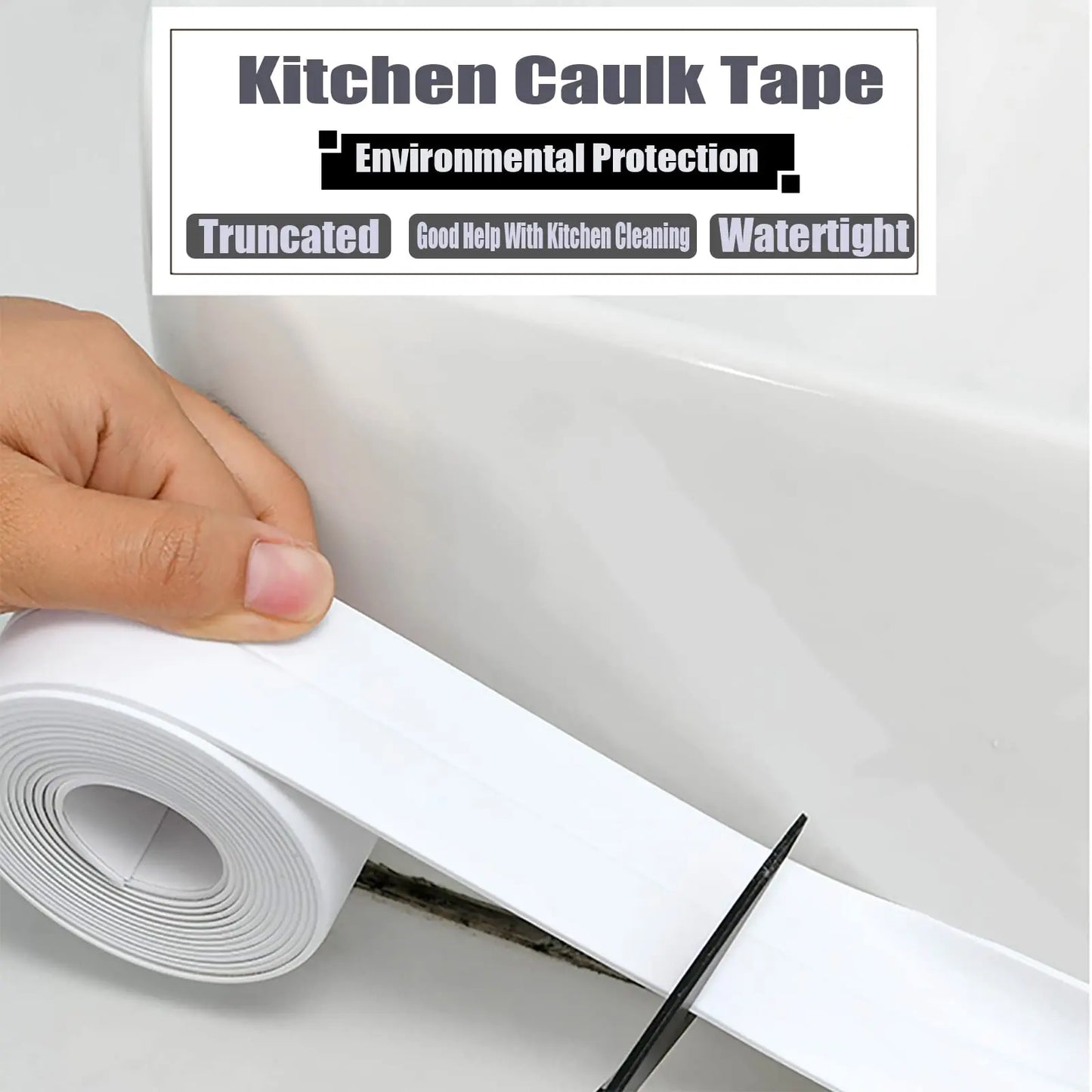 3.2m Shower Bath Sealing Tape PVC Waterproof Self Adhesive Caulk Tape For Bathroom Toilet Edge Sealer Kitchen Anti Mold Tape