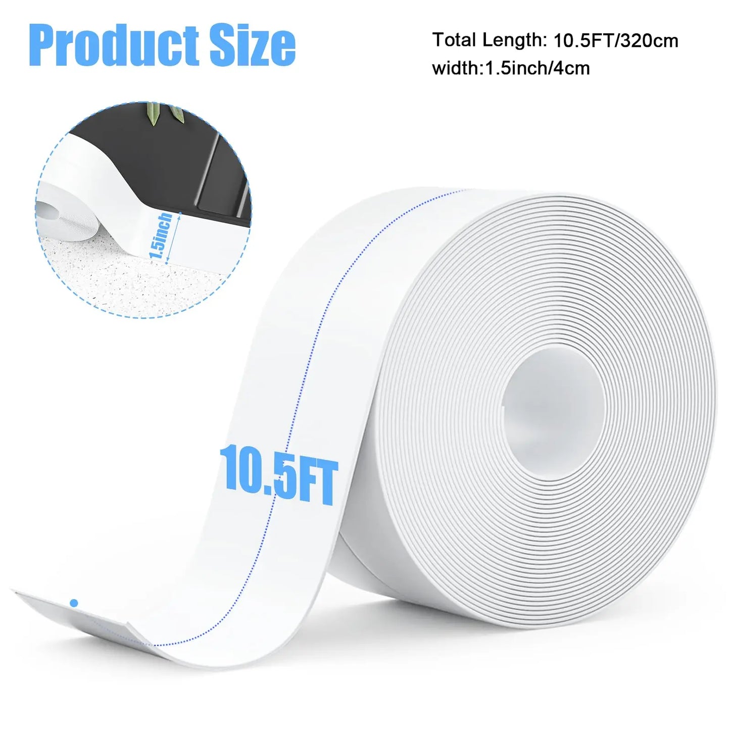 3.2m Shower Bath Sealing Tape PVC Waterproof Self Adhesive Caulk Tape For Bathroom Toilet Edge Sealer Kitchen Anti Mold Tape