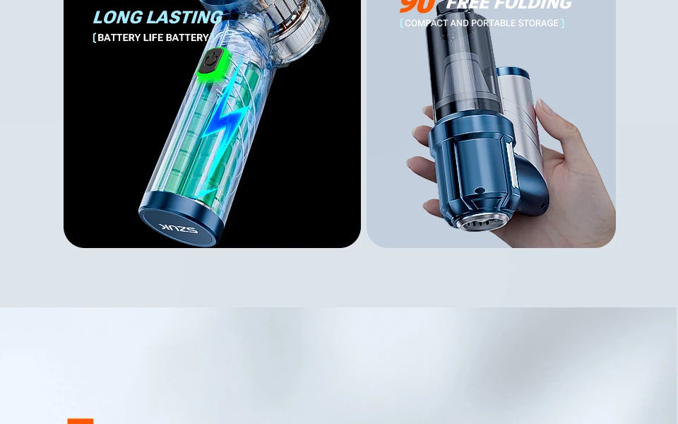 SZUK New Foldable Car Vacuum Cleaner Portable Handheld Mini Vacuum Cleaner Wireless Strong Suction Cleaner Cleaning Machine