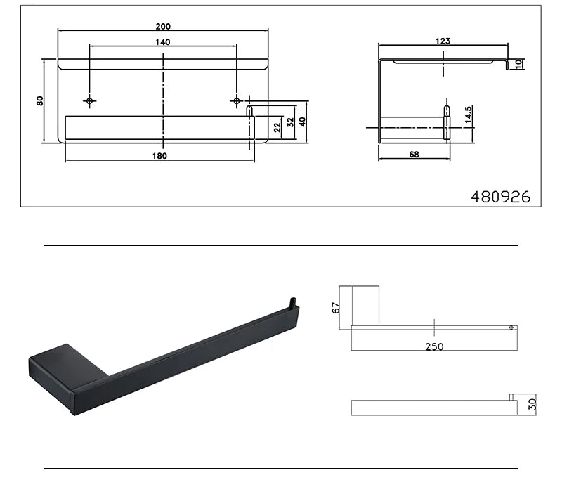 Bathroom Accessories Hardware Set Matte Black SUS304 Stainless Steel Paper Holder Toothbrush Holder Towel Bar Bath Shelves