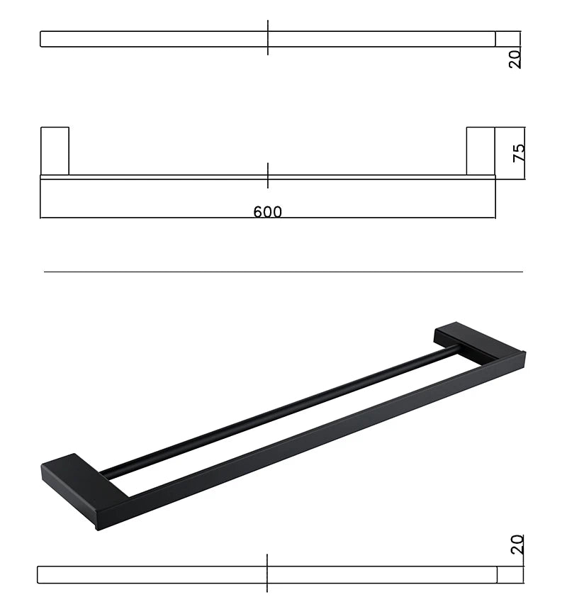 Bathroom Accessories Hardware Set Matte Black SUS304 Stainless Steel Paper Holder Toothbrush Holder Towel Bar Bath Shelves