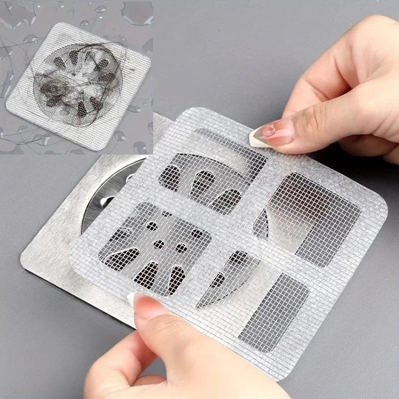 10pcs Disposable Hair Stoppers & Catchers Mesh Shower Drain Covers Floor Sink Strainer Filter Hair Stopper For Bathroom Kitchen