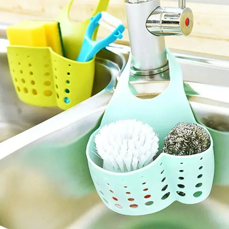 Sink Shelf Soap Sponge Holder Clip Dish Drainer Drying Rack Silicone Storage Basket Bag Bathroom Holder Kitchen Accessories Tool