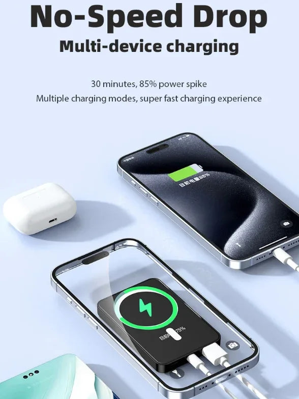 100000mAh Power Bank Magnetic Qi Wireless Charger Magsafe 22.5W Super Fast Charging Powerbank For iPhone Samsung Huawei Xiaomi