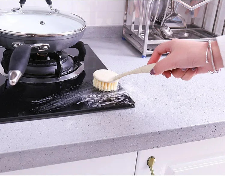 xgnvpy Long Handle Cleaning Brush Multifunctional Pan Pot Sink Dish Bowl Washing Tool Stain Removal Kitchen Utility