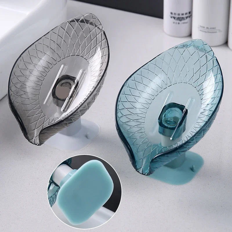 Bathroom Soap Holder Leaf Shape Dish Soap Kitchen Sponge Soap Box Storage Non-slip Drain Soaps Case Bathroom accessorie