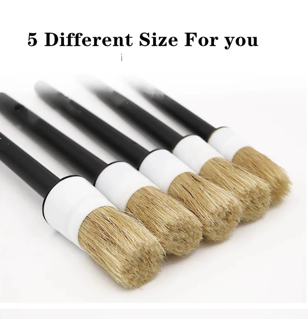 3/5 Pcs Detail Dudes Boars Hair Ultra Soft Car Detail Brushes Perfect for Washing Emblems Wheels Interior Auto Accessories