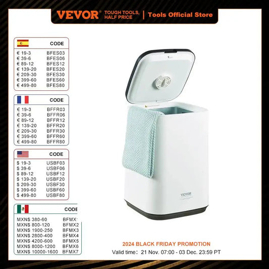 VEVOR Towel Warmer 20L/25L/35L Towel Warmer Bucket with Auto Shut Off Child Lock LED Screen for Bathroom Spa Bathrobe Blanket