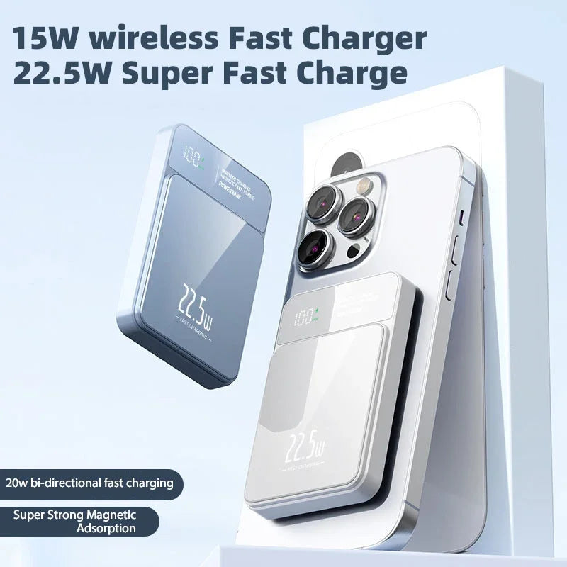 100000mAh Power Bank Magnetic Qi Wireless Charger Magsafe 22.5W Super Fast Charging Powerbank For iPhone Samsung Huawei Xiaomi