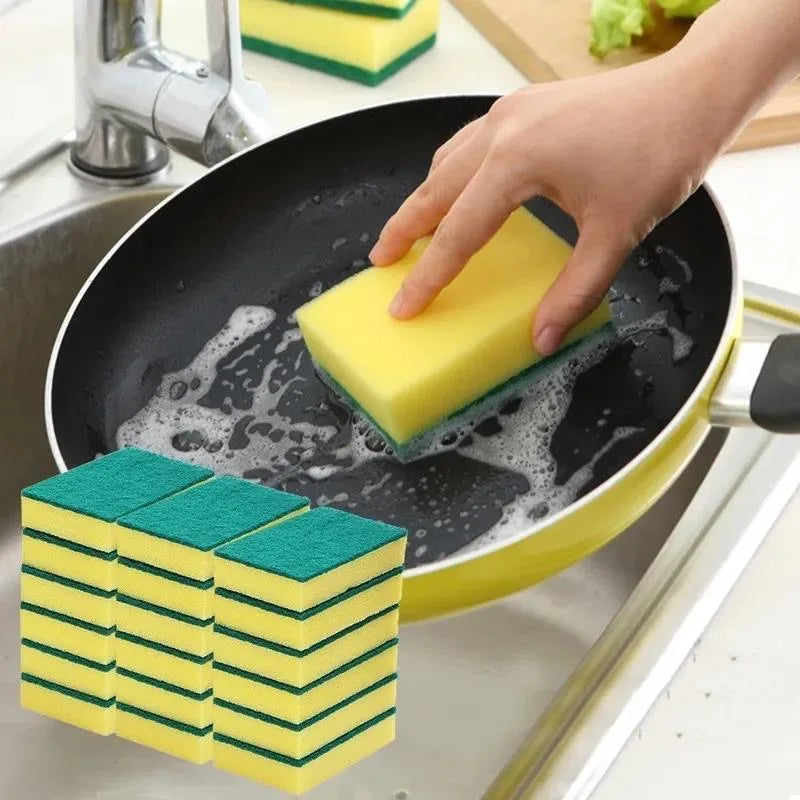 Double-sided Kitchen Dishwashing Sponge Soft Absorbent Cleaning Rub Dish Pot Rust Sponges Wipes Home Cleaning Brush Wholesale