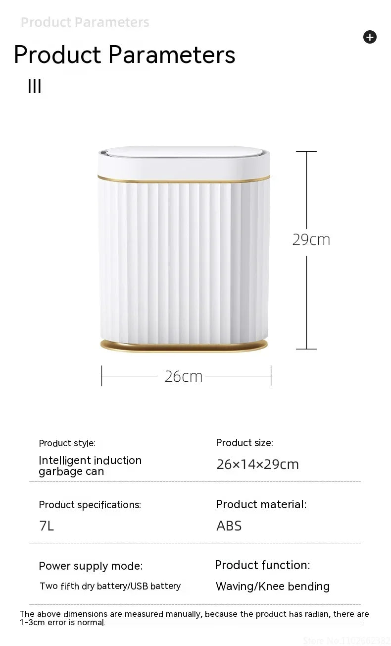 7L Trash Bin Can Narrow Smart Sensor Kitchen Food Waste Recycle Toilet Wastebasket Garbage Storage Bucket Bathroom Accessories