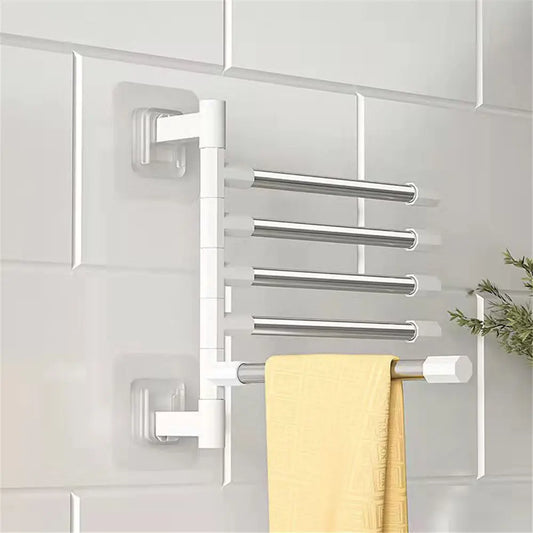 Rotatable Swing Arms Towel Rack Bathroom Kitchen Wall Mounted Bracket Save Space 3-8-Bar Aluminum Towel Hanger Organizer