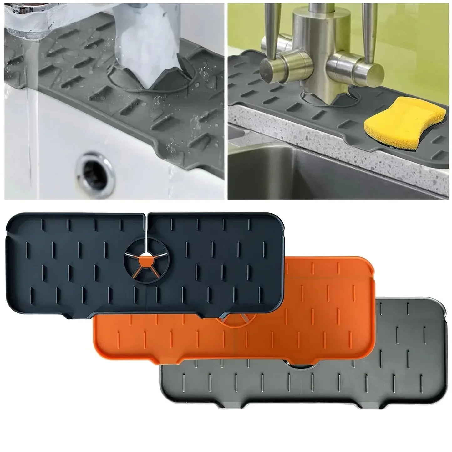 Kitchen Gadgets Silicone Faucet Absorbent Pad Shelf Sink Splash Catcher Countertop Protective Mat Bathroom Drain Mat Acceesories