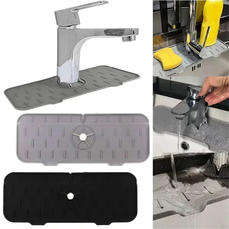 Kitchen Gadgets Silicone Faucet Absorbent Pad Shelf Sink Splash Catcher Countertop Protective Mat Bathroom Drain Mat Acceesories