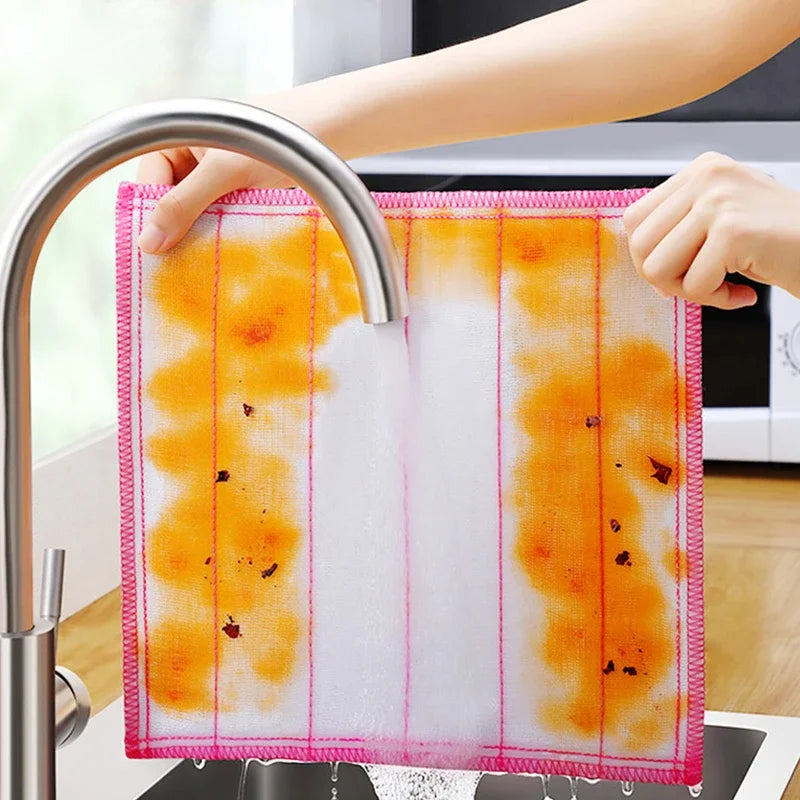 2Pcs Kitchen Towels Cotton Dishcloth Super Absorbent Non-stick Oil Reusable Cleaning Cloth Kitchen Daily Dish Towels