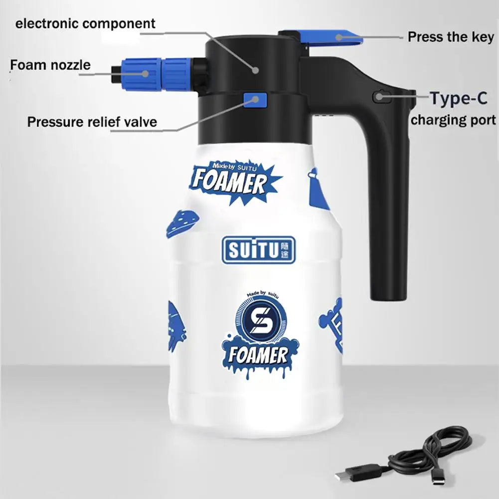 Lance 1h Endurance Car Wash Foam Wash1.5l Electric Car Wash Foam Spray Bottle Handheld Sprayer Watering Can For Car