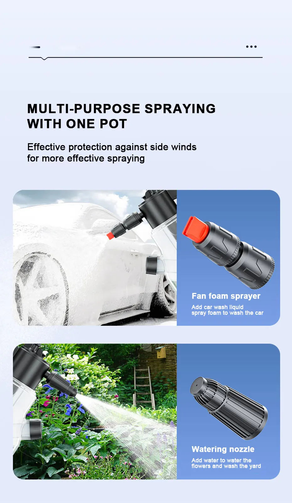 SEAMETAL 2L Pneumatic Foam Sprayer Side Opening Upgraded Hand Pump Snow Foam Car Wash Spray Thicken Bottle Car Cleaning Tools