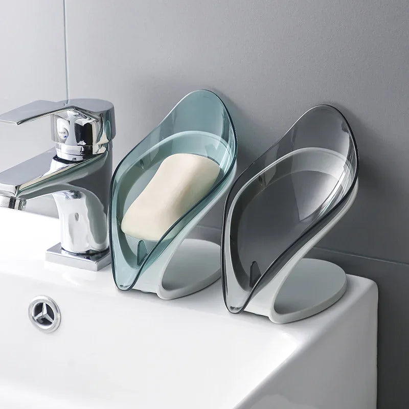 Bathroom Soap Holder Leaf Shape Dish Soap Kitchen Sponge Soap Box Storage Non-slip Drain Soaps Case Bathroom accessorie