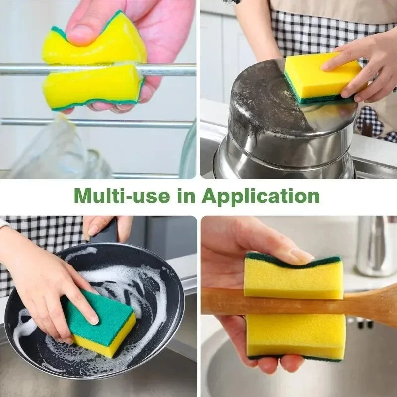 Double-sided Kitchen Dishwashing Sponge Soft Absorbent Cleaning Rub Dish Pot Rust Sponges Wipes Home Cleaning Brush Wholesale