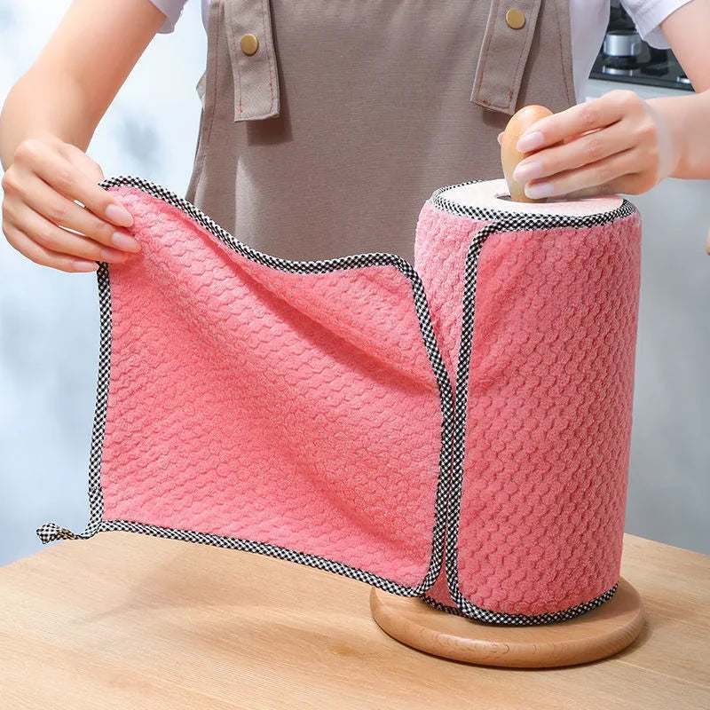 Home Kitchen Daily Dish Towel Cloth Kitchen Rag Non-stick Oil Thickened Table Cleaning Cloths Double-layer Absorbent Microfiber