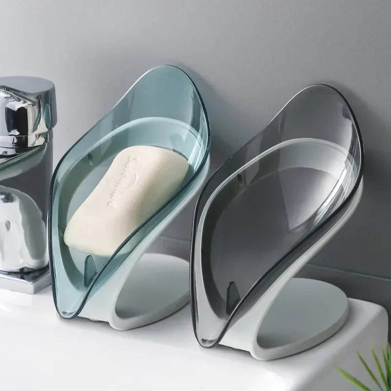 Bathroom Soap Holder Leaf Shape Dish Soap Kitchen Sponge Soap Box Storage Non-slip Drain Soaps Case Bathroom accessorie