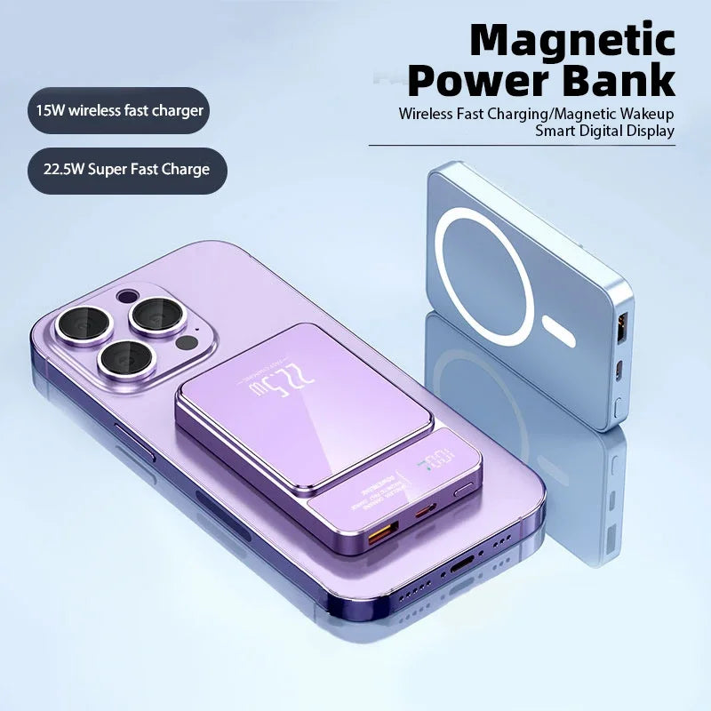 100000mAh Power Bank Magnetic Qi Wireless Charger Magsafe 22.5W Super Fast Charging Powerbank For iPhone Samsung Huawei Xiaomi