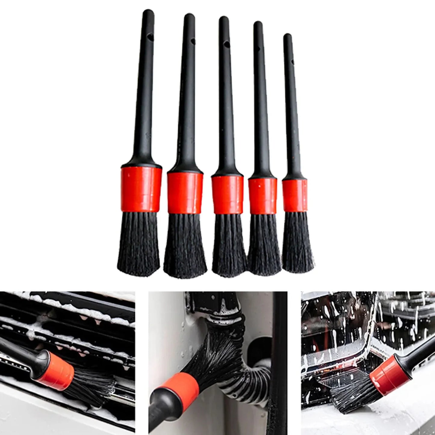 1/5PCS Plastic Car Cleaning Brush Kit Automotive Detail Brushes For Car Interior Detailing Brush Set Wheel Rims Clean Brush