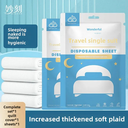 Disposable Bed Sheet Cover Pillowcase Three-Piece Set Hotel Youth Hostel Non-Woven Fabric Travel Hotel Bedding Accessories