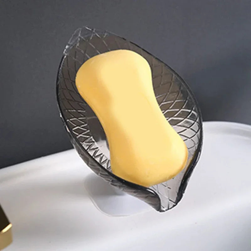 Bathroom Soap Holder Leaf Shape Dish Soap Kitchen Sponge Soap Box Storage Non-slip Drain Soaps Case Bathroom accessorie