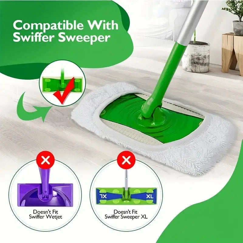 Sweeper Wet & Dry Cleaning Cloths Reusable Microfiber Mop Pads Green Furniture Flooring Mop Head Replacement Washable Rag Towel