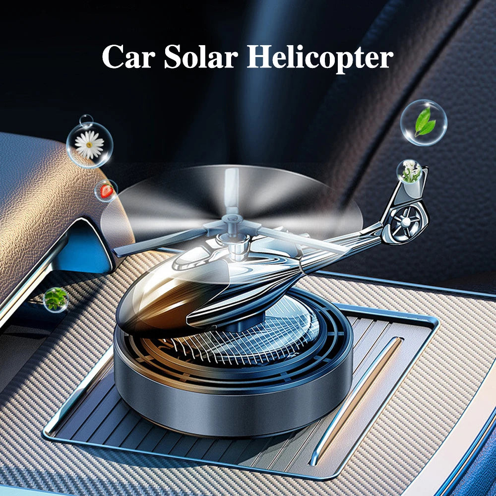 Helicopter Solar Car Air Freshener Propeller Rotating Interior Accessories Flavoring Supplies Fighter Model Perfume Decoration