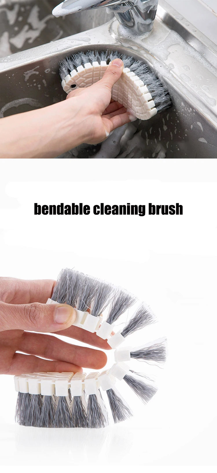 Flexible Kitchen Scrubber Cleaning Tool Accessories Cooktop Wall Cleaning Brush Bristles Kitchen Bathroom Tile Floor Cleaner