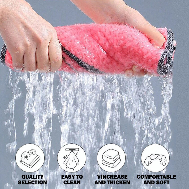 Home Kitchen Daily Dish Towel Cloth Kitchen Rag Non-stick Oil Thickened Table Cleaning Cloths Double-layer Absorbent Microfiber