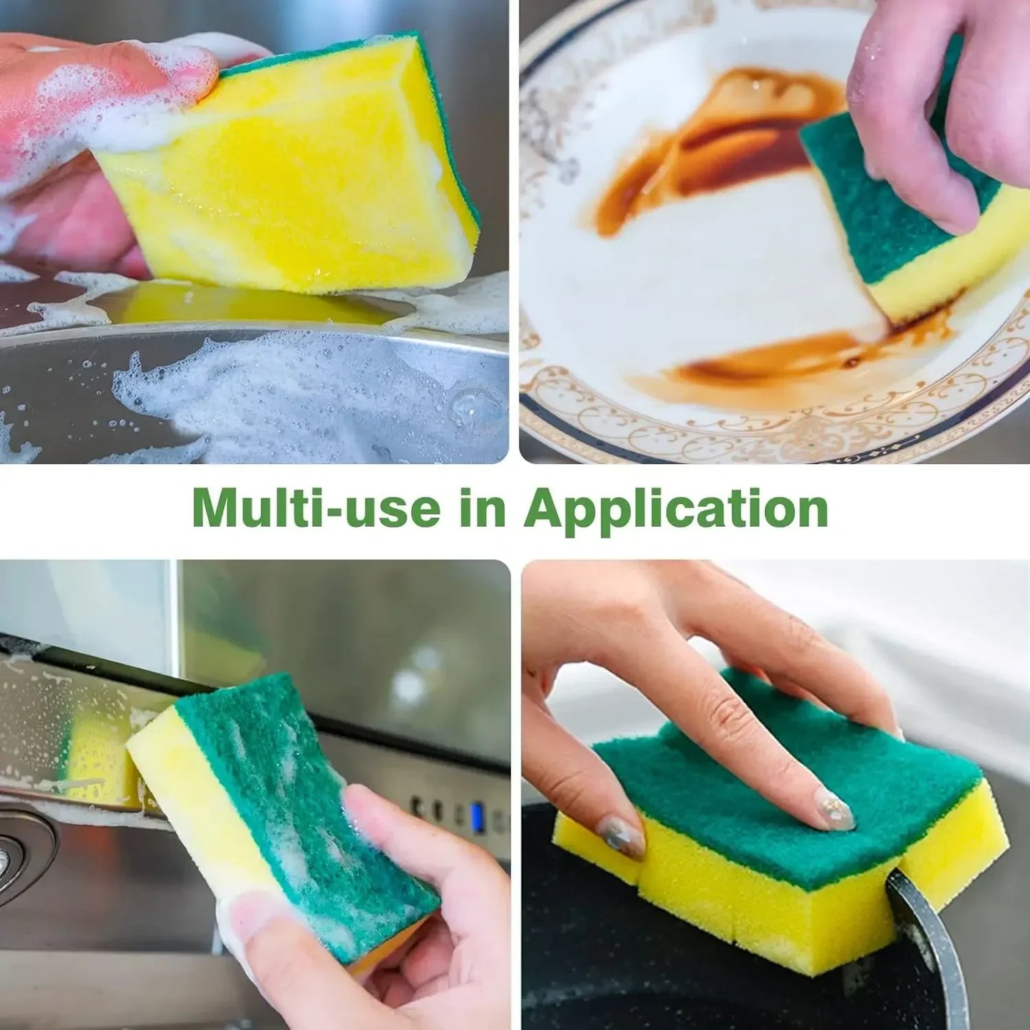 Double-sided Kitchen Dishwashing Sponge Soft Absorbent Cleaning Rub Dish Pot Rust Sponges Wipes Home Cleaning Brush Wholesale