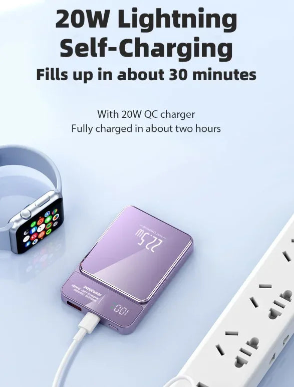 100000mAh Power Bank Magnetic Qi Wireless Charger Magsafe 22.5W Super Fast Charging Powerbank For iPhone Samsung Huawei Xiaomi