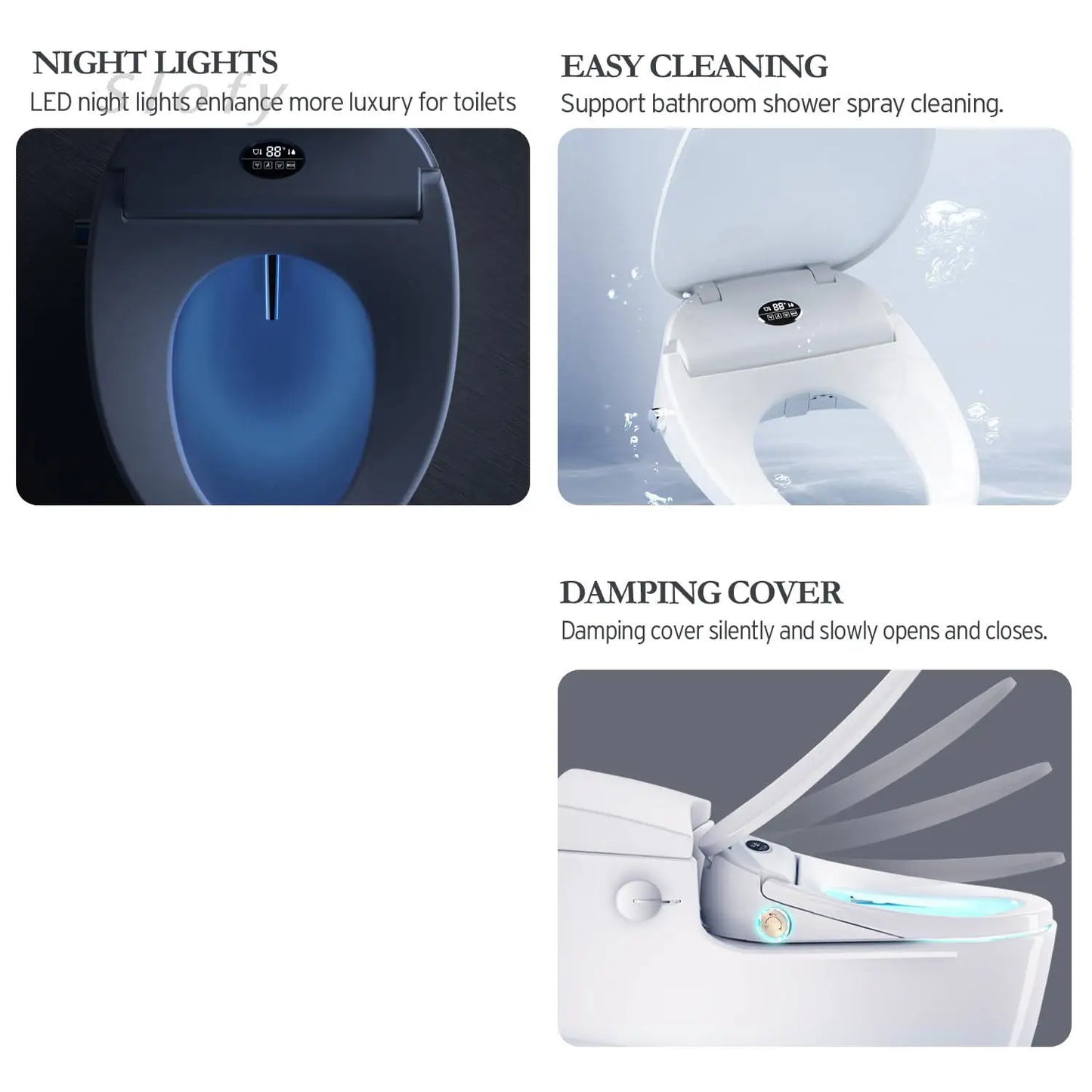 Smart Toilet Bowl Remote Control Toilet Cover Dryer Water Wind Auto Open Lip Nigh Lighting For Bathroom Smart Bathroom WC