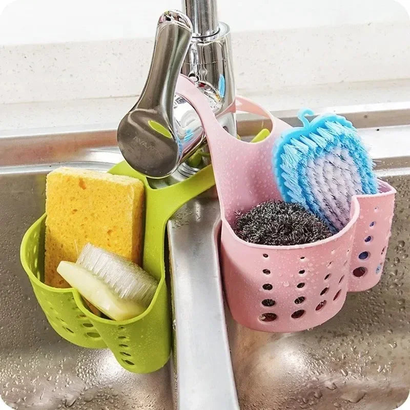 Sink Shelf Soap Sponge Holder Clip Dish Drainer Drying Rack Silicone Storage Basket Bag Bathroom Holder Kitchen Accessories Tool