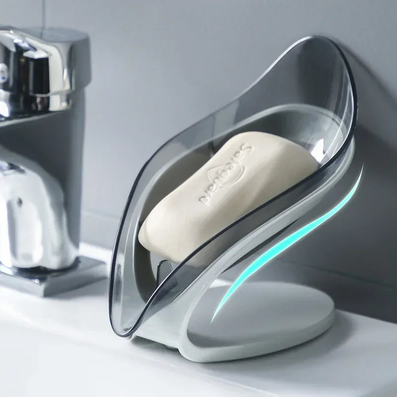 Bathroom Soap Holder Leaf Shape Dish Soap Kitchen Sponge Soap Box Storage Non-slip Drain Soaps Case Bathroom accessorie