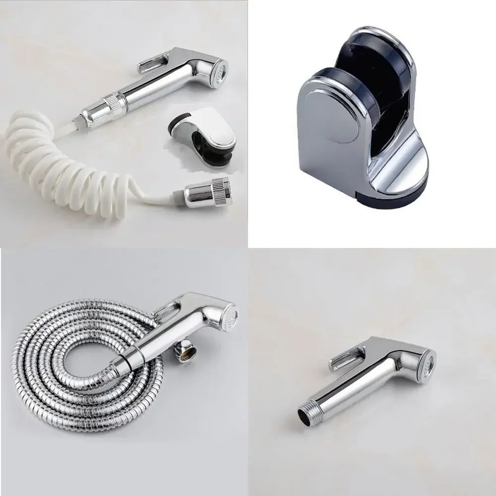 Stainless Steel Handheld Toilet Bidets Sprayer Set Wall Bracket Hand Bidet Faucet for Bathroom Toilet Shower Head Self Cleaning