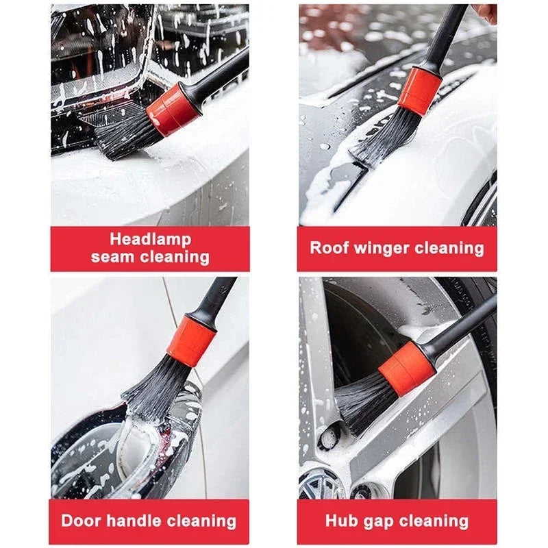 Car Cleaning Brush Set Detailing Brushes Cleaning Wheel Tire Interior Exterior Leather Air Vent Dashboard Car Cleaning Kit Tools