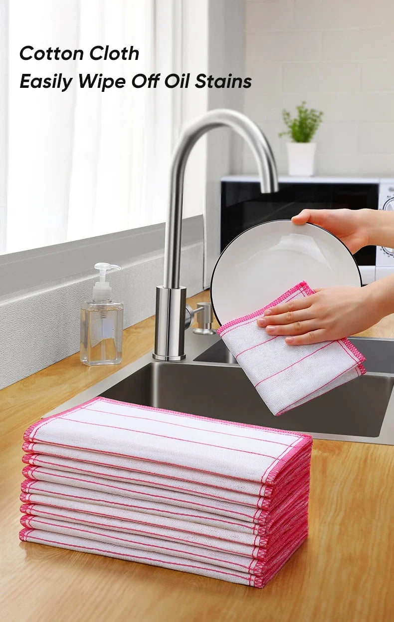 2Pcs Kitchen Towels Cotton Dishcloth Super Absorbent Non-stick Oil Reusable Cleaning Cloth Kitchen Daily Dish Towels