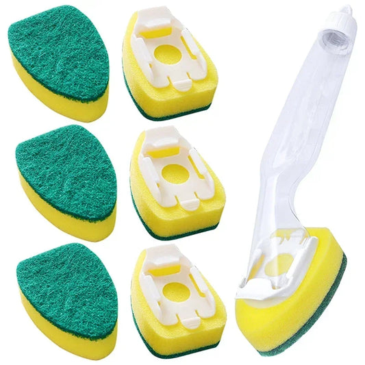 Sponge Cleaning Brush Set Soap Dispenser 1 Dishwashing Handle 2 Replace Head Kitchen Purifier Tool Cleaning Supplies Karcher Sc4