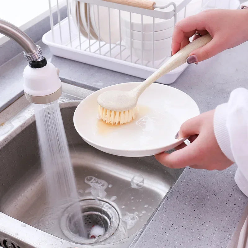 xgnvpy Long Handle Cleaning Brush Multifunctional Pan Pot Sink Dish Bowl Washing Tool Stain Removal Kitchen Utility