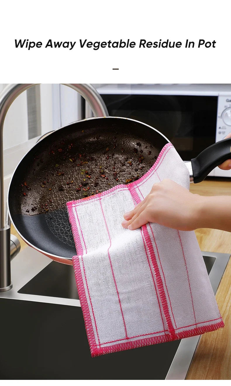 2Pcs Kitchen Towels Cotton Dishcloth Super Absorbent Non-stick Oil Reusable Cleaning Cloth Kitchen Daily Dish Towels