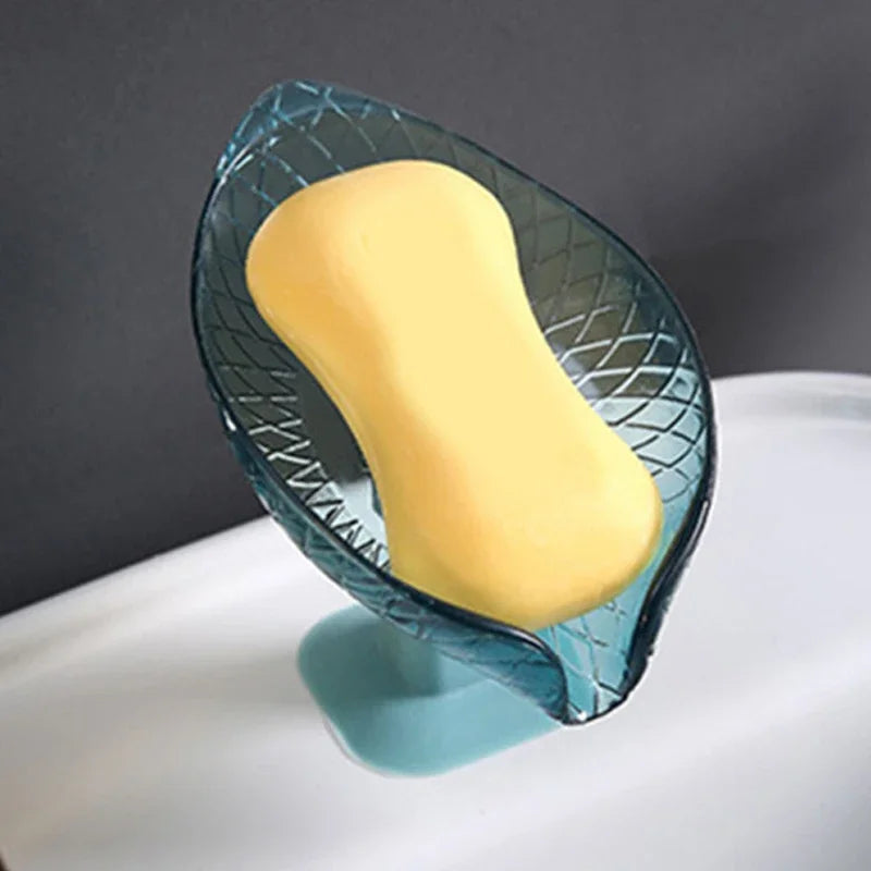 Bathroom Soap Holder Leaf Shape Dish Soap Kitchen Sponge Soap Box Storage Non-slip Drain Soaps Case Bathroom accessorie