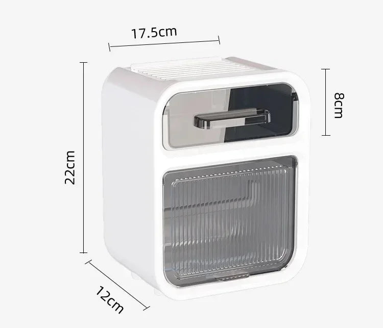 Toilet Tissue Box, Wall Mounted Roll Paper Tube, Paper Drawer, Storage, Bathroom Double Layer Storage Rack Toilet Roll Holder